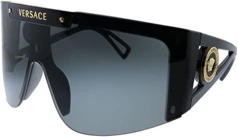 Versace VE 4393 GB1/1W Black Plastic Shield Sunglasses 